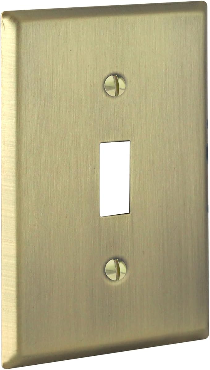 Rio Salto Signature Collection Real Brass Toggle Flip Switch Wall Plates ??1-Gang Standard Size Antique Vintage Brass Gold Light Switch Cover Outlet Cover 4.5" x 2.75"