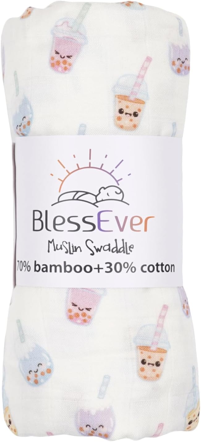 Muslin Swaddle Blanket for Unisex, Soft Breathable and Skin-Friendly Baby Swaddles for Boys & Girls, Newborn Receiving Blanket, Boba Blankets Babies, Large 42 x 47 inches