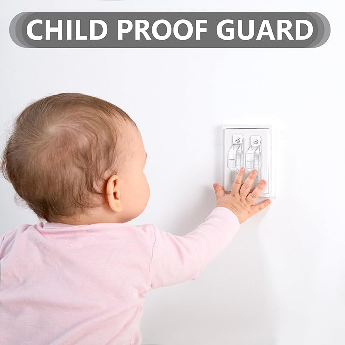 2 Pack Light Switch Cover Guard,Wall Light Switch Lock With Glow In The Dark Effect, Child Proof Wall Switch Cover Keeps Lights or Switches from Being Accidentally Turned ON or OFF （Clear)