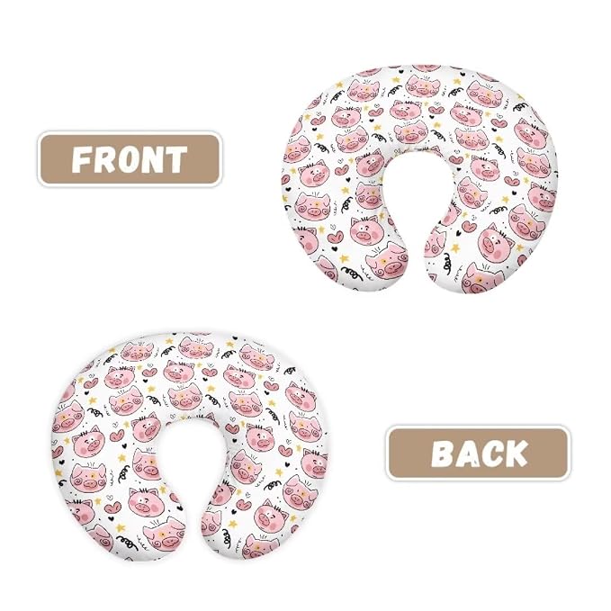 Skin Friendly Nursing Pillow Cover for Bottle Feeding,Removable Nursing Covers for Breastfeeding Pillows,Cartoon Pigs and Love