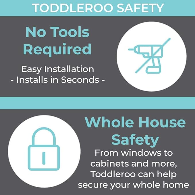 Toddleroo by North States - Adjustable Strap Locks for Baby Proofing: Child Proof Safety Straps - 2 Pack - White