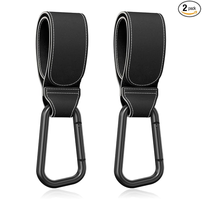 Baby Stroller Hooks for Hanging Bags, Universal Stroller Clips Accessories, Mommy Hook for Diaper Bag, Shopping Cart, Purse, Backpack - 2 Pack, Black
