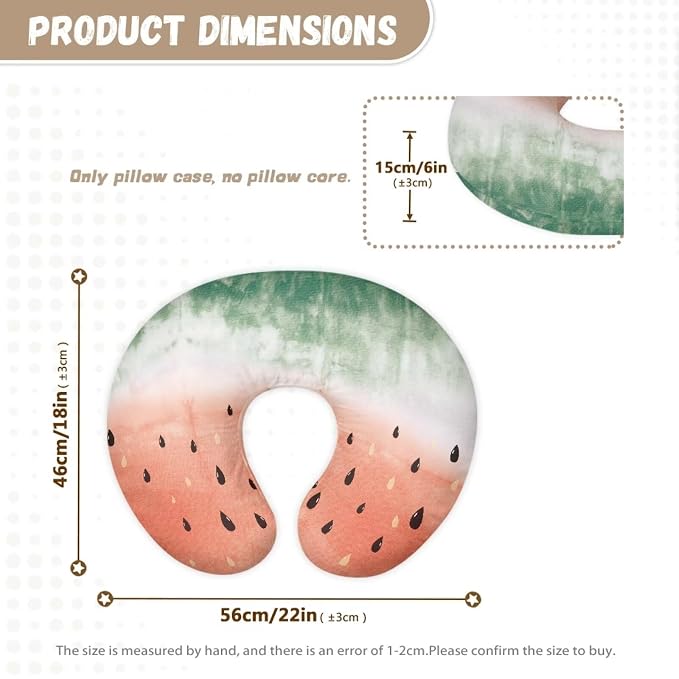 Watermelon Nursing Pillow Cover for Baby Boys Girls, Ultra Soft Replacement Breastfeeding Bottle Feeding Pillow Cover Washable Pillow Cover Keep Pillow Core Clean