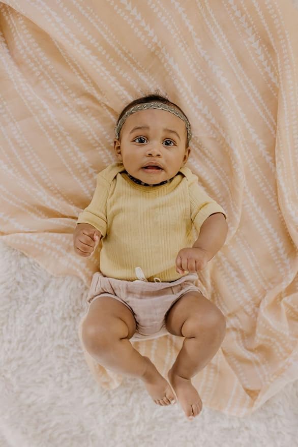 Mini Wander Swaddles for Newborns Muslin Swaddle Blankets - Breathable Soft Gender Neutral Receiving Blanket Baby Essentials | 47 x 47 Cotton - (Terrain (Apricot)