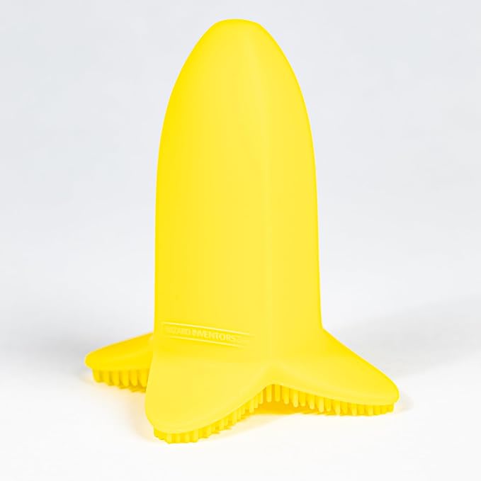Baby Banana Hair & Scalp Brush for Cradle Cap and Bathtime, Made in USA, Infant to 12 Months, Flexable, Variable Pressure Scalp and Body Scrubber, Sensory Stimulation, Essential Baby Shower Gift