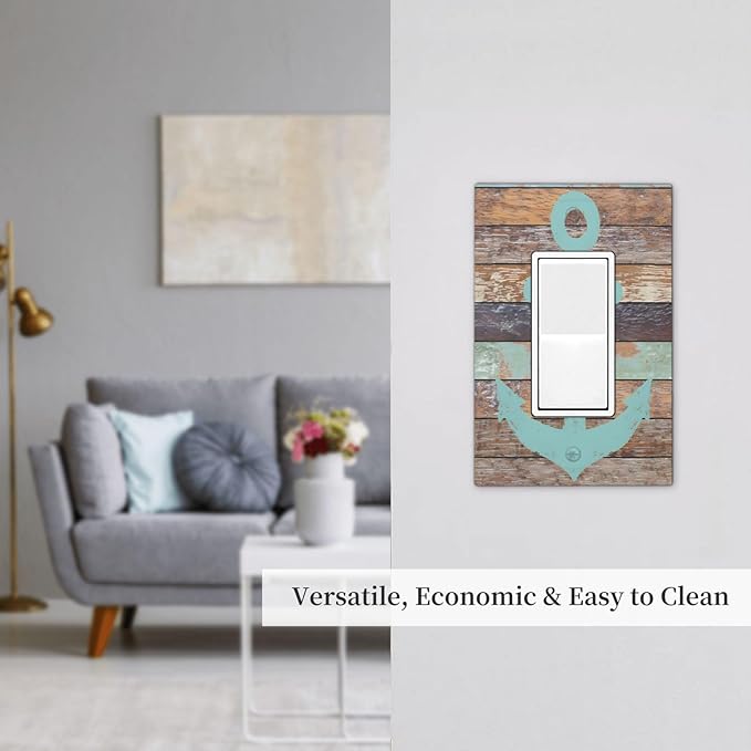 Timeworn Marine Weathered Wood Rustic Nautical Anchor Decorative Outlet Covers 1 Gang Single Rocker Light Switch Cover Plate Wall Plates GFCI Faceplate for Farmhouse Home Decor