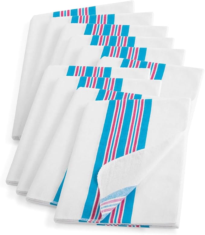 Baby Hospital Receiving Swaddle Blankets for Newborn Babies - Original Baby Footprint Design Breathable 100% cotton - Durable Hospital Quality - Generous Size- (Baby Feet & Stripe Combo, Pack of 10)