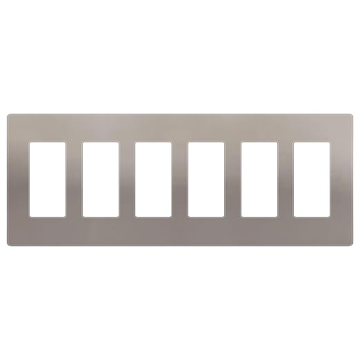 ENERLITES Elite Series Screwless Decorator Wall Plate Child Safe Outlet Cover, Gloss Finish, Size 6-Gang 4.68" H x 12.00" L, Unbreakable Polycarbonate Thermoplastic, SI8836-NK, Nickel