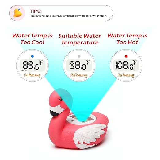Upgrade Baby Bath Thermometer Baby Safety Baby Thermometer for Infants Bath Temp Thermometer for Baby ℃/℉ Flamingo