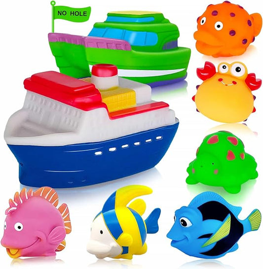 Bath Toys for Kids Ages 1-3 - Christmas Stocking Stuffers - Birthday Gifts for 1 2 3 Year Old Boys Girls Mold Free Bath Toy - Toddler Pool Bathtub Water Table Toys for Babies 6-12 Months Toy Boats