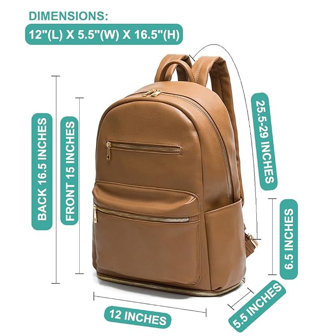 MOMINSIDE Mini Diaper Bag Backpack, Breast Pump Bag, Small Baby Diaper Bag, Leather Mini Diaper Bag, Diaper Bag Organizers, 2 Insulated Pockets, Stroller Strap
