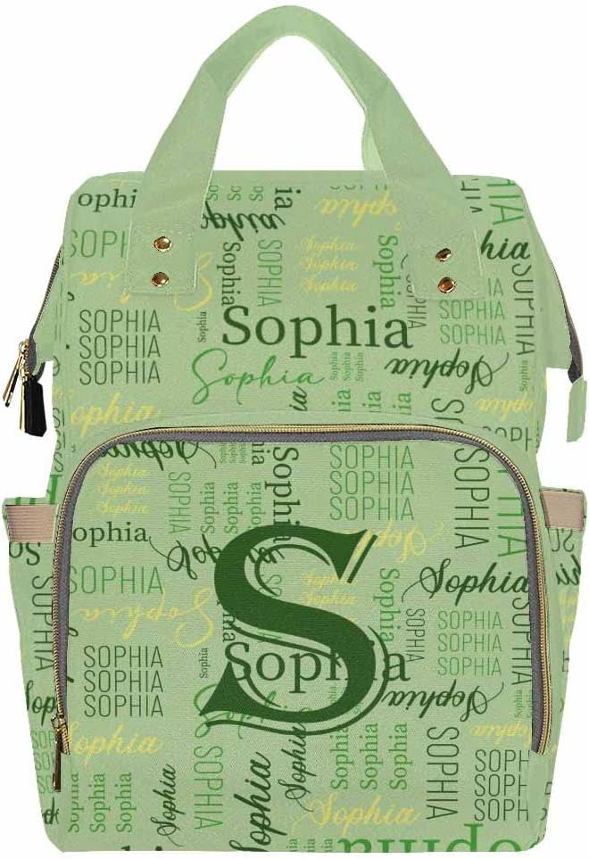Artsadd Custom Name Diaper Bag Mommy Nappy Bags, Personalized Light Green Handbags Large Capacity Shoulder Bag Multi-Function Nursing Bags for Outdoor Shopping Travel