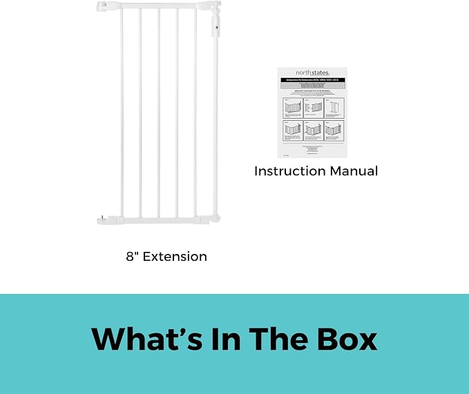 Toddleroo by North States - 6-Bar Extension for Deluxe Décor Gate: 15 Inch Baby Gate Extension - Add Up to 6 Extenders - White