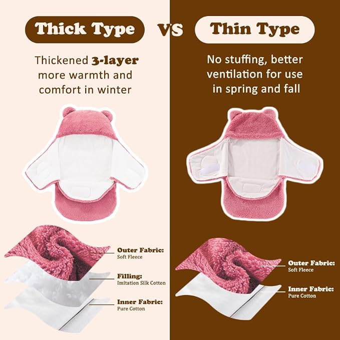 AiWMGL Baby Swaddle Blanket Boys Girls 3-6 Months Fleece Thicken Winter Warm Adjustable Newborn Swaddling Wrap Soft Sleeping Sacks Infant