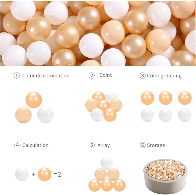 GOGOSO Ball Pit Balls for Toddlers, Brown Plastics Balls for Ball Pool Birhtday Party Girls Kids with Storage Bag, 2.17inchesï¼?00pcs