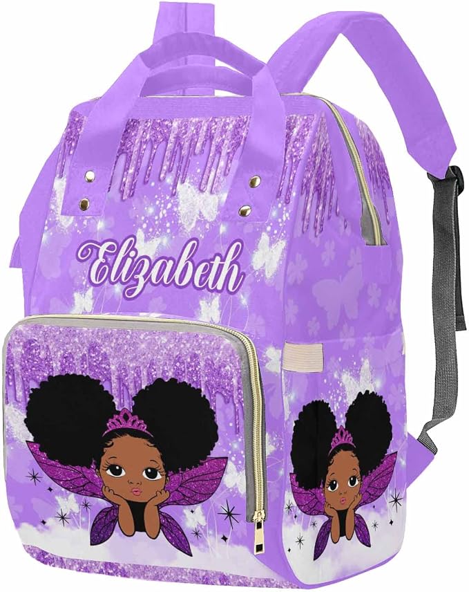 M YESCUSTOM Custom Name Mommy Backpack with Butterfly Personalized Changing Bags for Women Customized Nursing Travel Nappy Bags