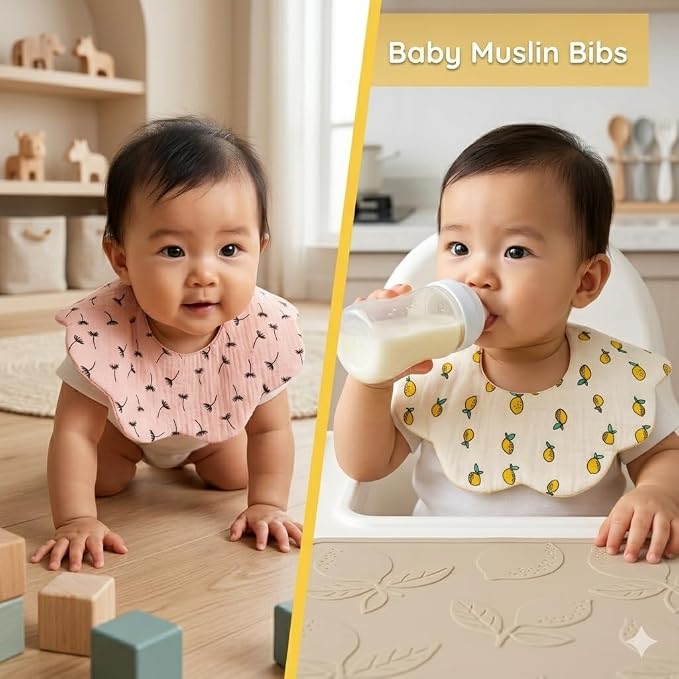 Baby Bibs Muslin Drool Teething Drooling Bibs for Baby Girl Boy Muslin Cotton