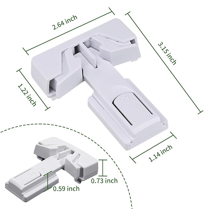 Child Proof Refrigerator Door Lock, Baby Safety Fridge Door Latches, One Handed Operation, No Tools Need or Drill (White2)