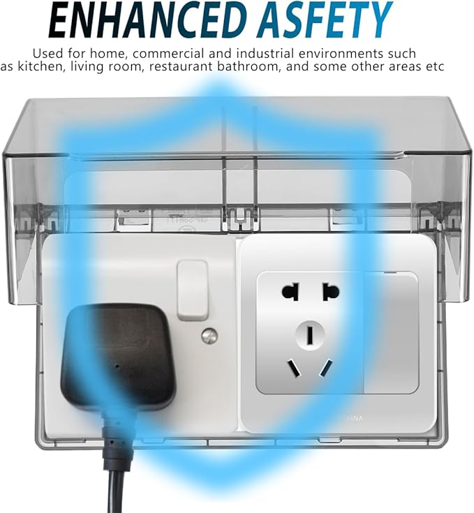 Garneck Waterproof Socket Outlet Cover Double-Gang 86 Type Adhesive Protective Weatherproof Box for Bathroom Kitchen Switch Panel