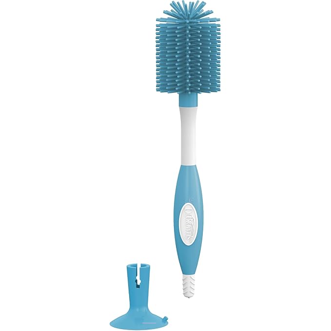 Dr. Brown's Feeding Support Pillow with Cover, Gentle Biege & Soft Touch Baby Bottle Cleaning Brush, Blue 1-Pack & Dishwasher Basket for Small Baby Bottle Parts, Blue