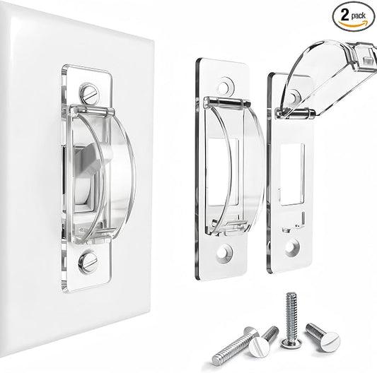Light Switch Cover Guard, Child Proof Switch Guard 2 Pack for Toggle Switch, Prevent Kids from Turning Lights On/Off, Easy Install Wall Switch Protector（Clear）