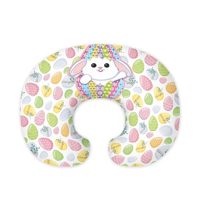Egg Rabbit is Cute Nursing Pillow Covers Slipcovers for Breastfeeding Moms, Ultra Soft Breathable Feeding Pillow Slipcover for Baby Boy Girl Easter