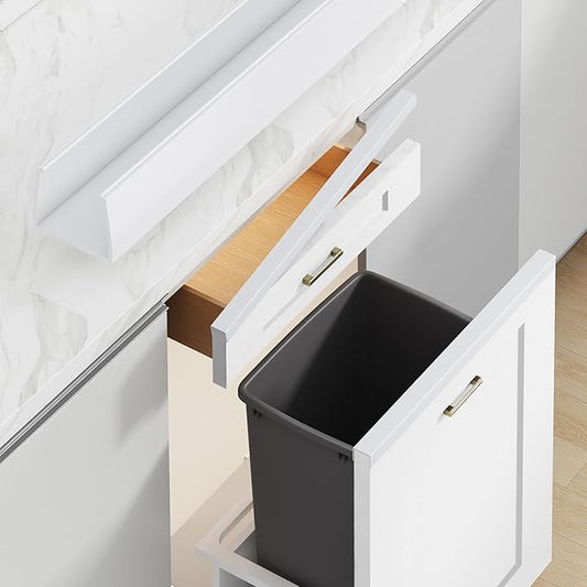 Snugly Fit 18" Length Cabinet Door Protector, Flexible Slip-On Plastic Edge Guard, Thin Edge Protectors to Prevent Wear, Chipping, Discoloration, Cabinet Bumpers, 3/4" Thick,White,2 PCS