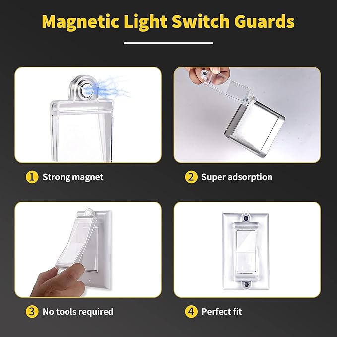 Magnetic Light Switch Guard Cover- PSZEZNZ Light Switch Outlet Covers for Flat Modern Wall Switches-Child Safety Protection(Clear,6 Piece)