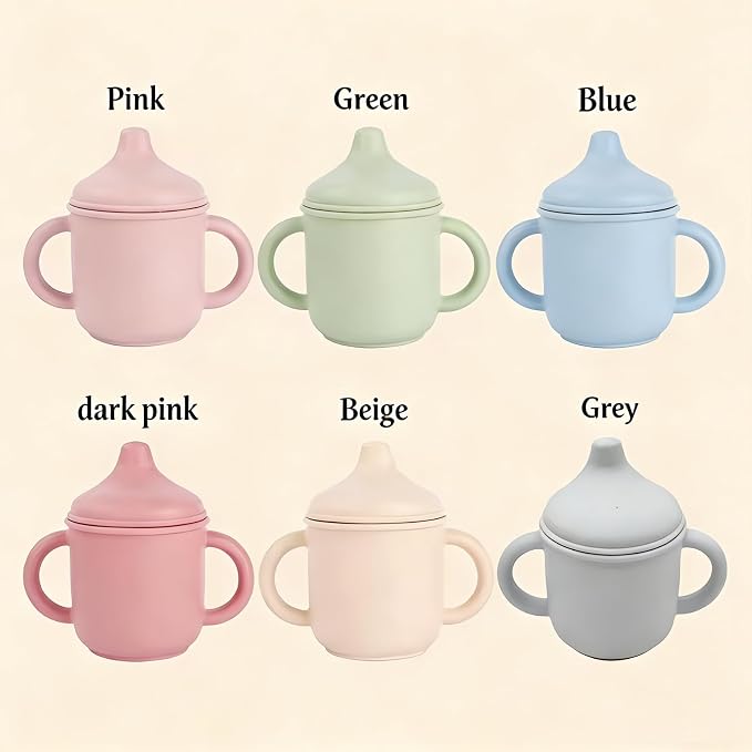 Personalized Baby Sippy Cup with Engraved Name Soft Silicone Training Cup for 6+ Months | Leak Proof, 5oz Toddler Cup with Handle | BPA-free Newborn Gift