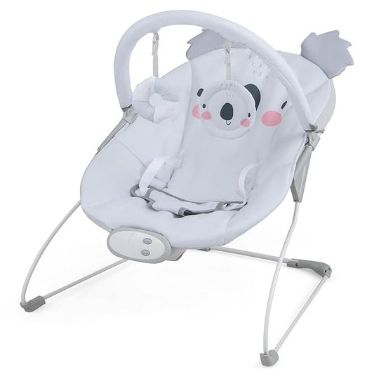 HONEY JOY Baby Bouncer, Portable Infant Newborn Rocker & Stationary Seat w/Soothing Vibrations, Removable Bar, Music, Safety Harness, Bouncer Seat for Babies 0-6 Months up to 20 lbs, Gray Koala