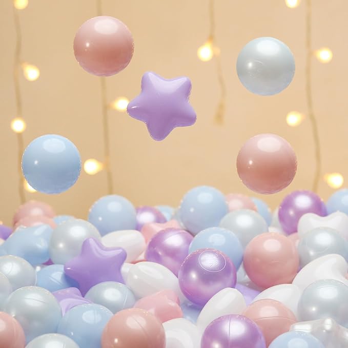 TRENDPLAY Ball Pit Balls Star and Heart Shapes for Toddlers - 50 100 200 500 Count Plastic Balls for Ball Pit Fun and Play