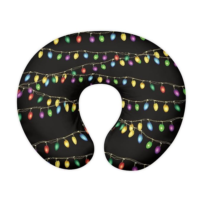 Christmas Colorful Lights Nursing Pillow Case for Newborn Foldable Stain Resistant Feeding Pillow Case Fitted Bottle and Breastfeeding Support Pillows for Christmas Decor