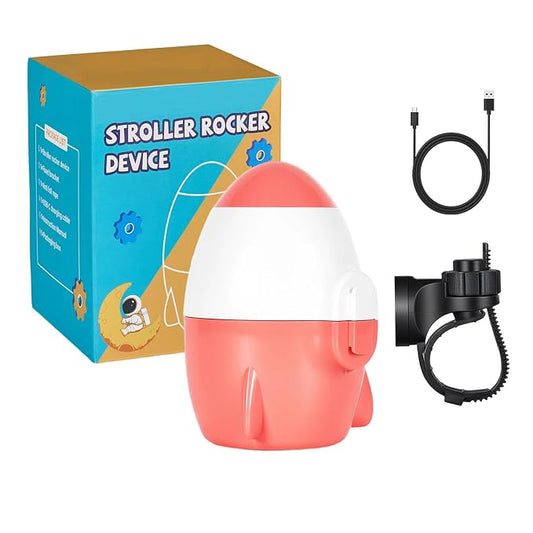 Portable Stroller Rocker Sleep Aid, Fits All Strollers and Prams,Gently Rocks Any Stroller or Pram, Rechargeable Bouncer with Adjustable Speed Pink Red