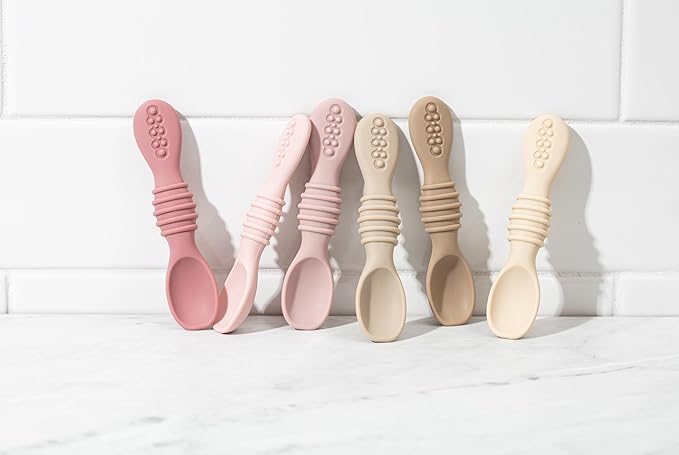 Sperric Baby Spoons - 6+ Months, Self Feeding, BPA Free Teething Spoons, Pink