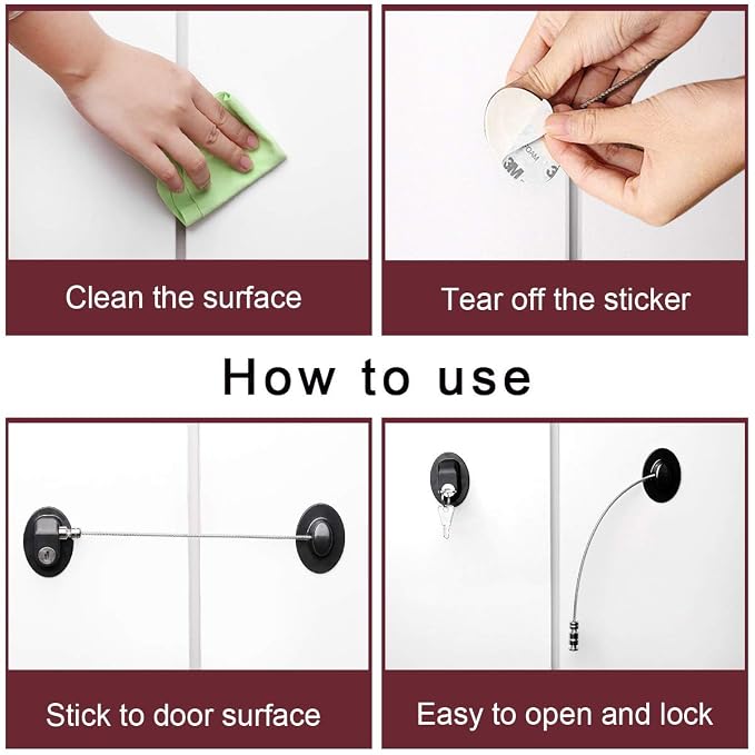 6 Pack Refrigerator Locks with 12 Keys,Child Safety Fridge Lock,Refrigerator Lock Combination,Mini Fridge,File Drawer,Toilet Seat Lock with Strong Adhesive (Black)
