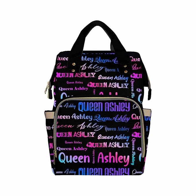 InterestPrint Personalized Nappy Bag with Name, Custom Colorful Gradient Monogram Diaper Bag Customized Nursing Bags Shoulder Bag Backpack Casual Daypack Bag for Mom Sister Shopping Present