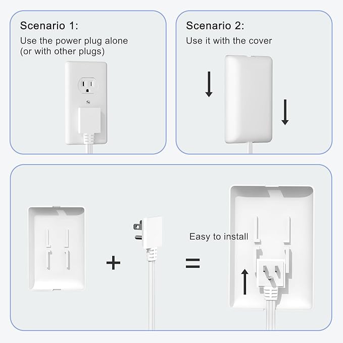CABOCASA 3FT Ultra Flat Plug Extension Cord Power Strip with 3 Outlets, Patented Detachable Ultra-Thin Outlet Cover Concealer & Ultra-Flat Plug, Max. 13A 125V 1625W ETL Listed, White Color
