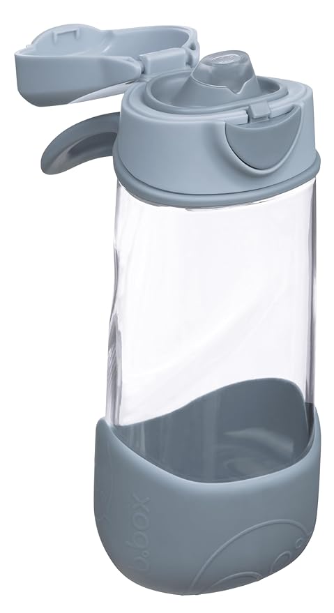 b.box 15oz Sport Spout Kids Water Bottle for School, Sports, Daycare - No-Straw Design for Easy Cleaning - Leakproof - Ergonomic Triangle Grip - Dishwasher Safe, BPA Free, PFAS Free - Chill Out