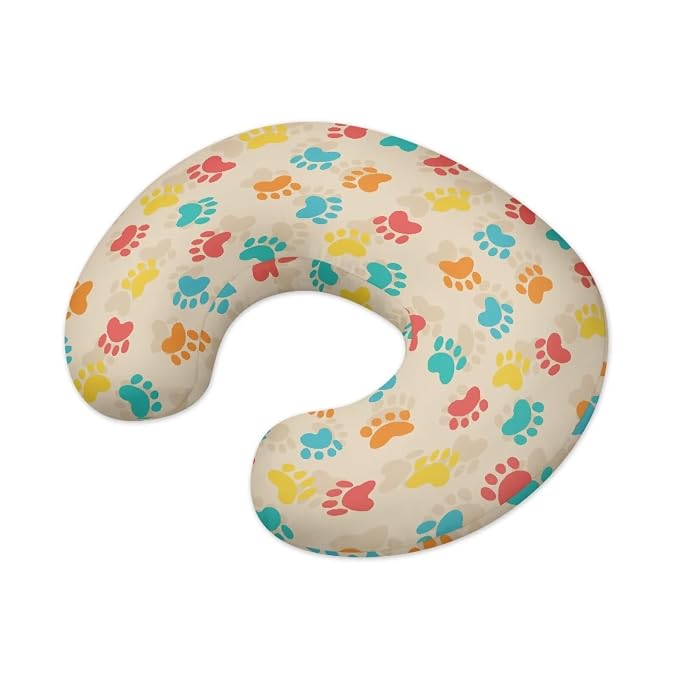 Multicolored Dog Paw Breastfeeding Pillow Slipcover for Baby Ultra Soft Comfortable Newborn Nursing Pillow Case Stretchy Replaceable Pillow Cover Slipcover