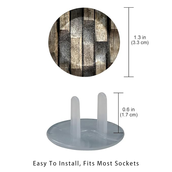Old Wooden (4) Outlet Covers Baby Proofing Safe & Secure Electric Plug Protectors | Socket Covers for Home & Office