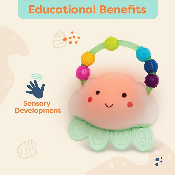 B. toys ??Baby Light ??Up Cloud Rattle ??Rain ??Glow Squeeze ??Sensory Development & Comfort - Teething Rattle Toys for Babies 3+ Years Months