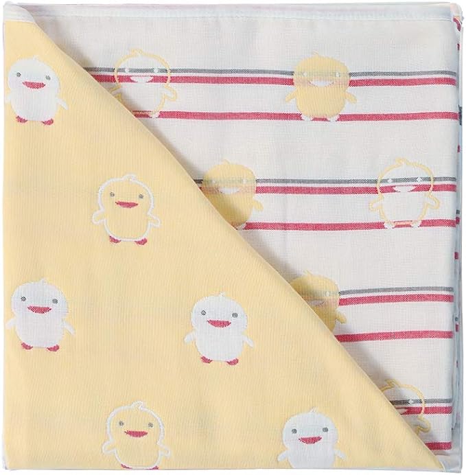 TONWHAR Muslin Baby Blankets,6-Layer Cotton Gauze, Soft and Breathable Baby Quilt,Kids Summer Blanket,Baby Bath Towel (Yellow Duck)
