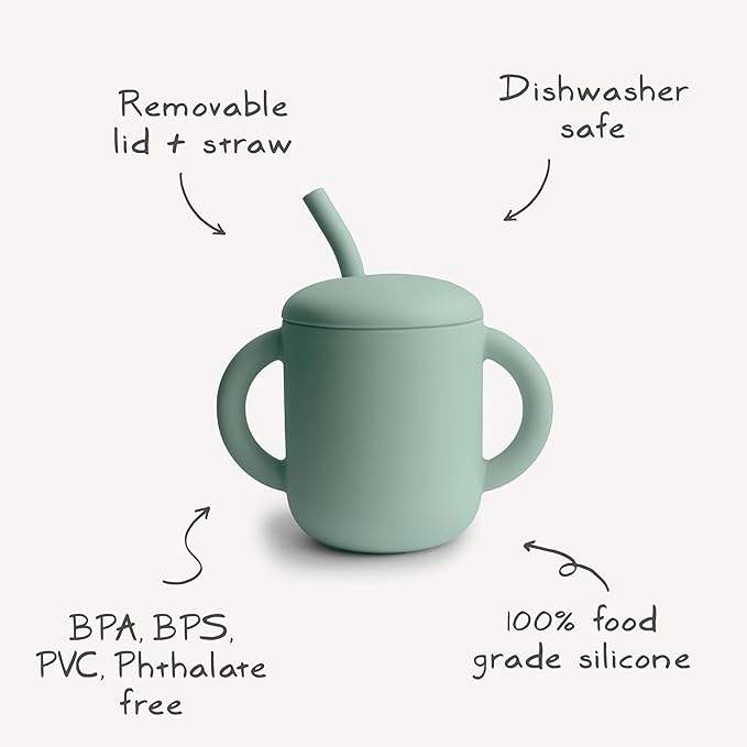 mushie 100% Silicone Training Cup & Straw for Toddlers | 6 Months+ (Bees)