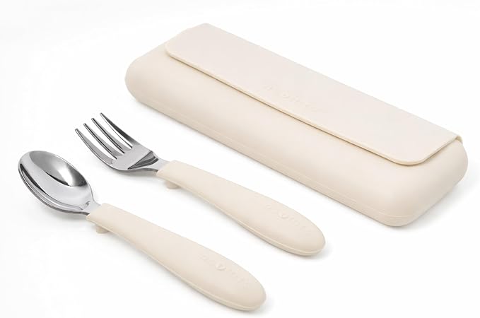 ASOMIC® Premium 316 Stainless Steel Toddler Utensils with Silicone Handles & Travel Case, Kids Spoon & Fork Set for Toddler Self Feeding at Daycare, Preschool & School, BPA-Free, Dishwasher Safe