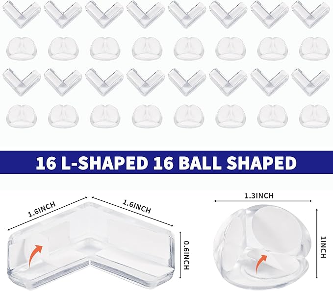32 Pack Corner Protector Baby, Table Corner Protectors for Baby Corner Protector Guards Clear Corner Protectors for Furniture Corner Protectors Corner Guards Baby Proof Corner Covers Baby Safety