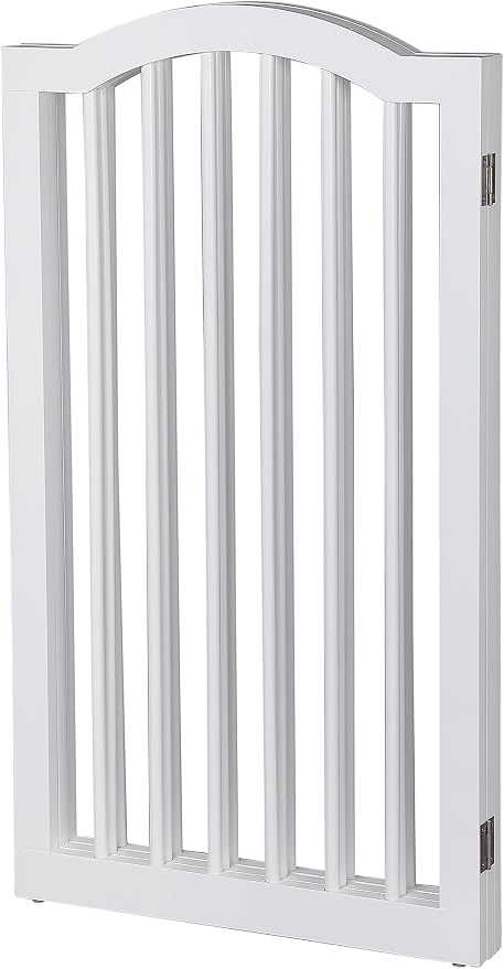 INTERNET'S BEST Arched Top Dog Gate | 3 Panel, 36" H Wooden Pet Barrier for Dogs or Cats | Freestanding Folding Room Divider for Doorways, Hallways, Stairs, and Porch | Portable, Extra Wide | White