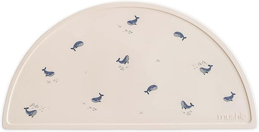 mushie Silicone Placemat for Kids | BPA-Free Non-Slip Design (Whales)