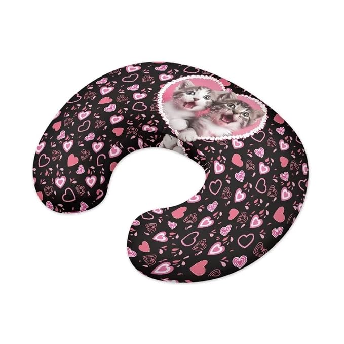 Breastfeeding Pillow Cover Boys Girls, Cat Love Baby Nursing Pillow Case for Newborn, Soft Fabric Fits Snug On Infant