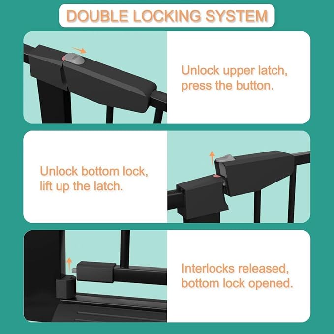 Fairy Baby 22.8"-25.5" Narrow Baby Gate for Stair, Pressure Mounted Auto-Close Pet Gate for Small Walk Thru and Doorways, Safety Child Gate No Drilling, No Extensions, Black