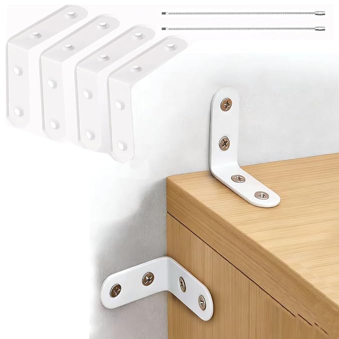 Furniture Anchors Securing 400lbs,Wall Anchor Earthquake Straps Prevent Baby Pet from Falling Furniture (White, 1.6 in)